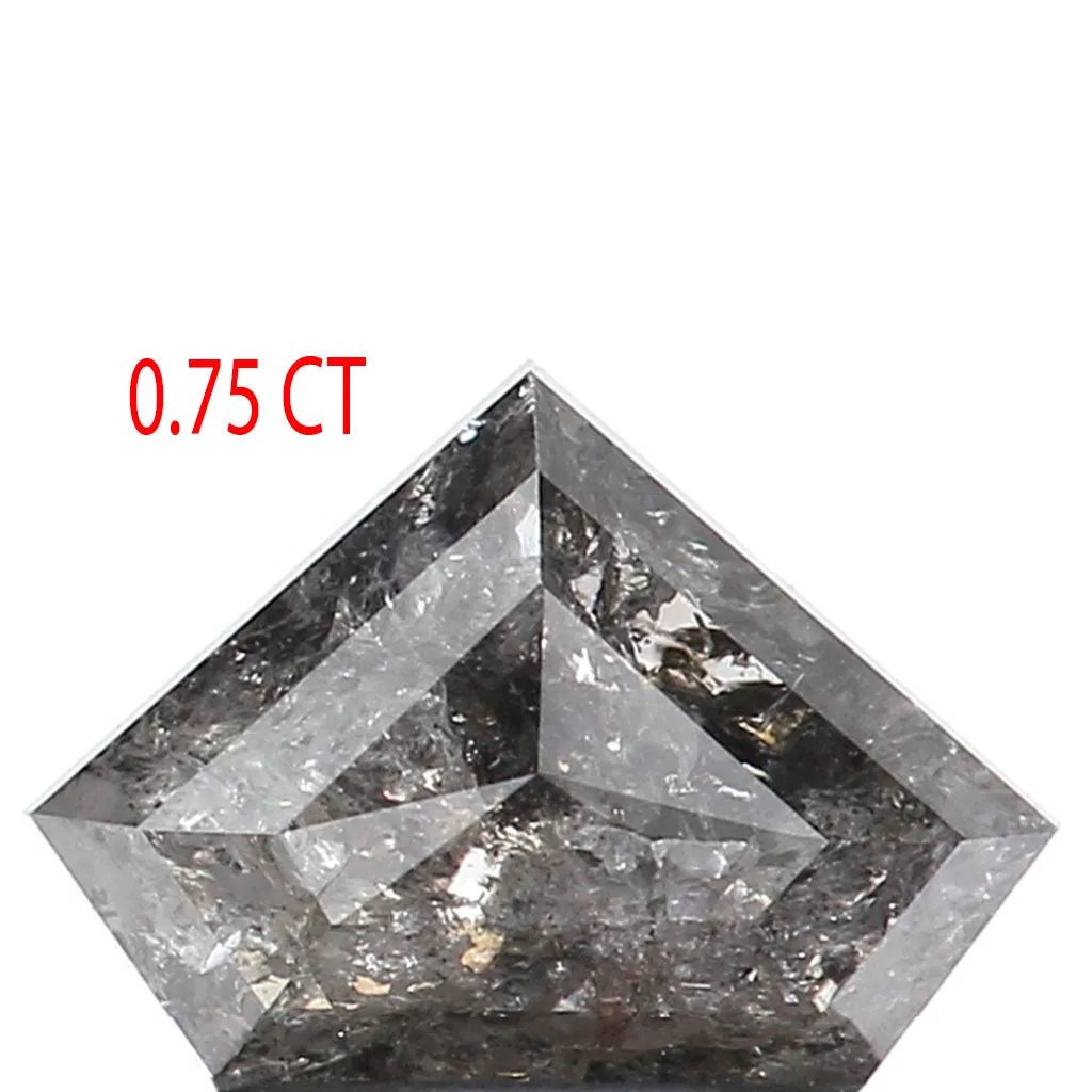 0.75 Ct Natural Loose Shield Shape Diamond Salt And Pepper Shield Cut Diamond 5.30 MM Black Gray Color Shield Shape Rose Cut Dia