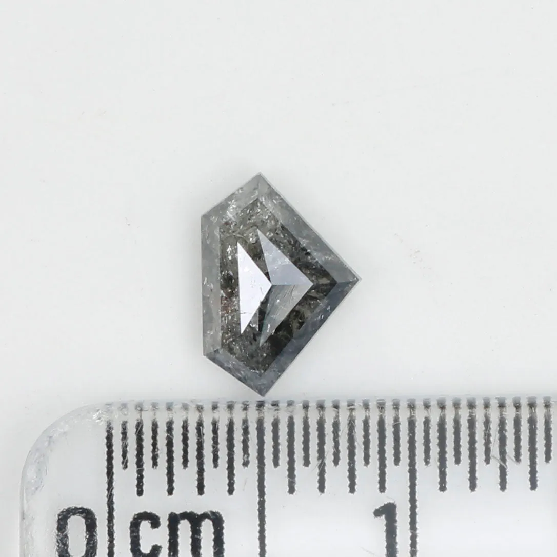 0.75 Ct Natural Loose Shield Shape Diamond Salt And Pepper Shield Cut Diamond 5.30 MM Black Gray Color Shield Shape Rose Cut Dia