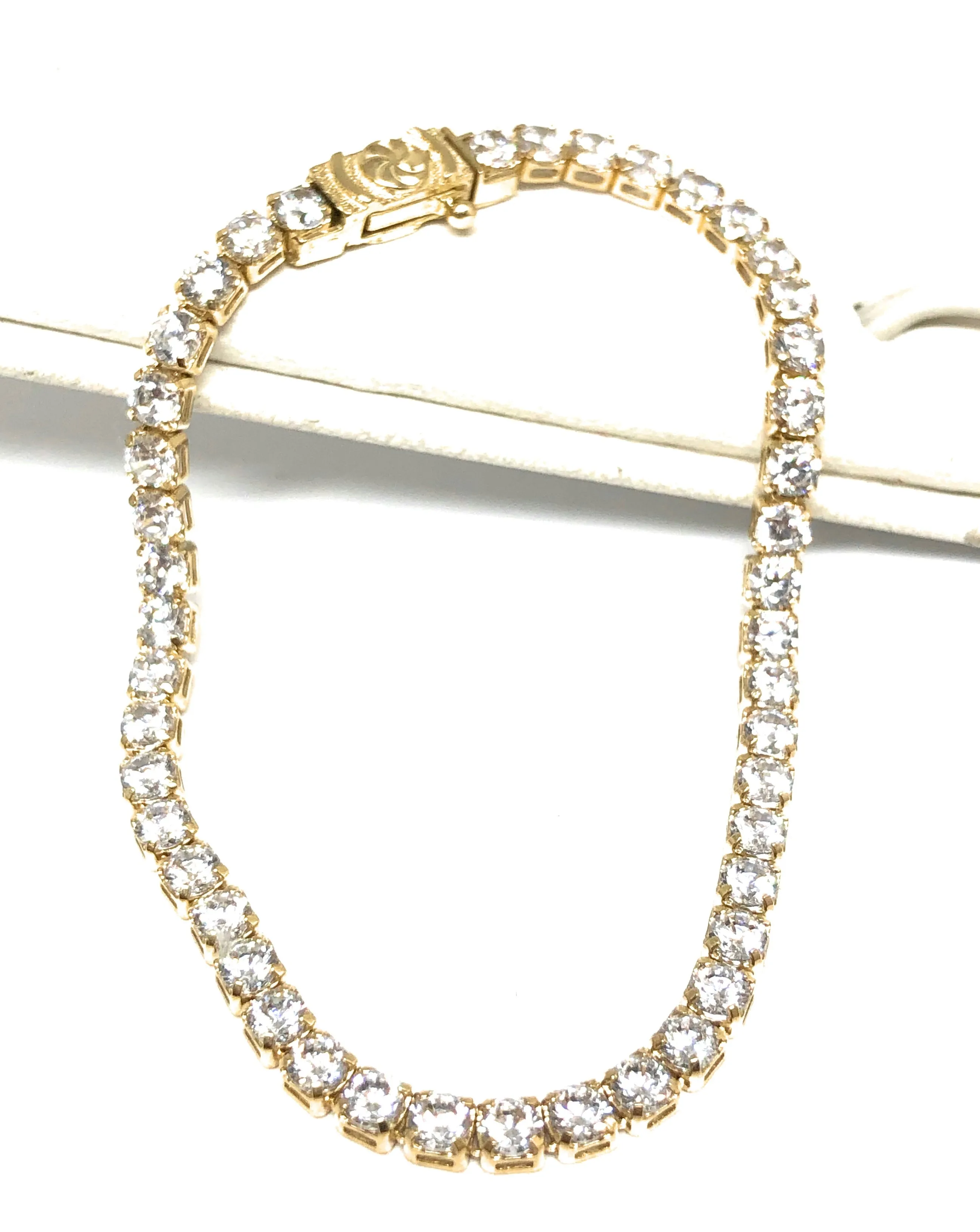 10k Solid Gold Tennis CZ Brracelet 6-8 inch 2.2-3mm