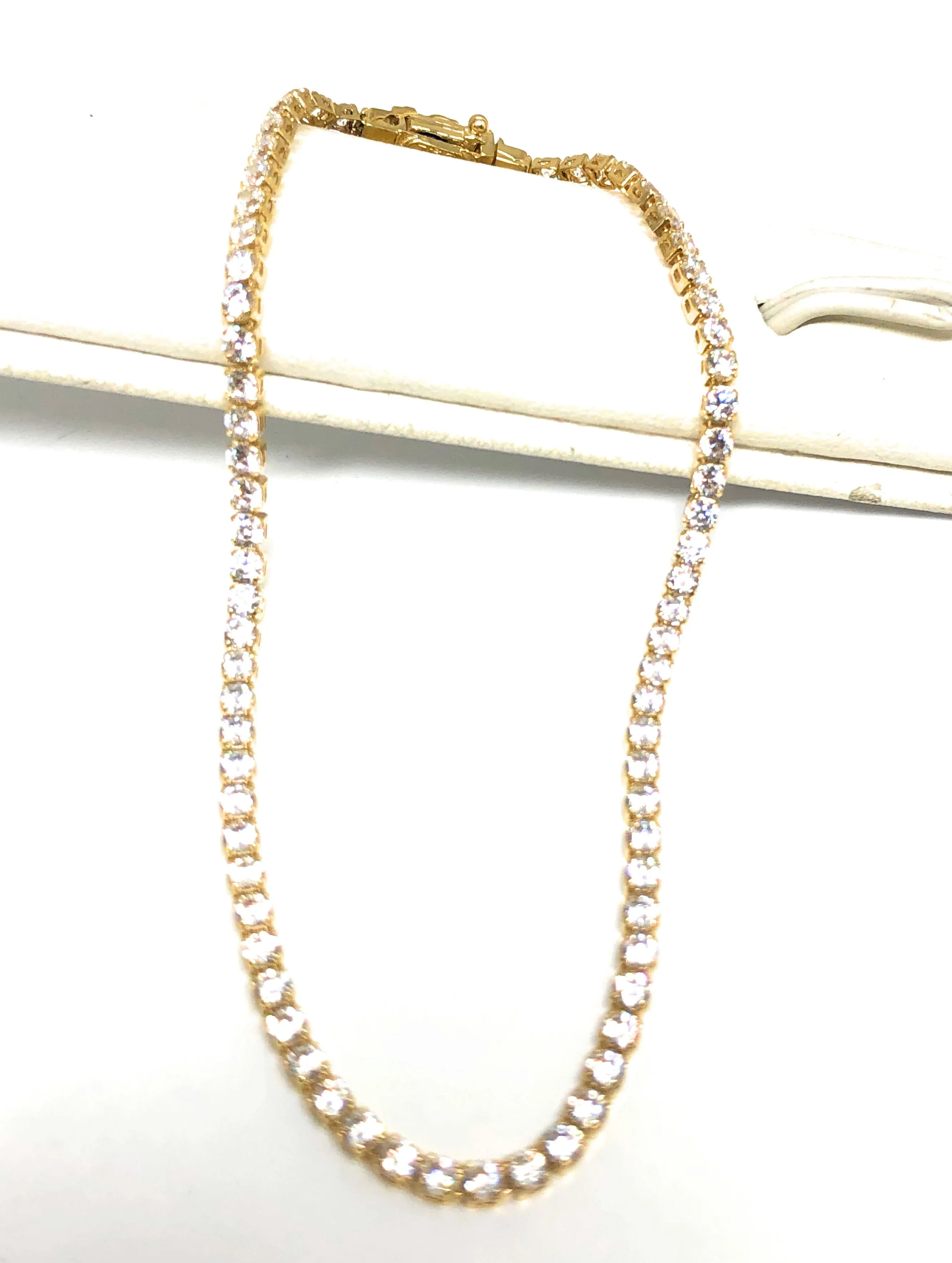 10k Solid Gold Tennis CZ Brracelet 6-8 inch 2.2-3mm