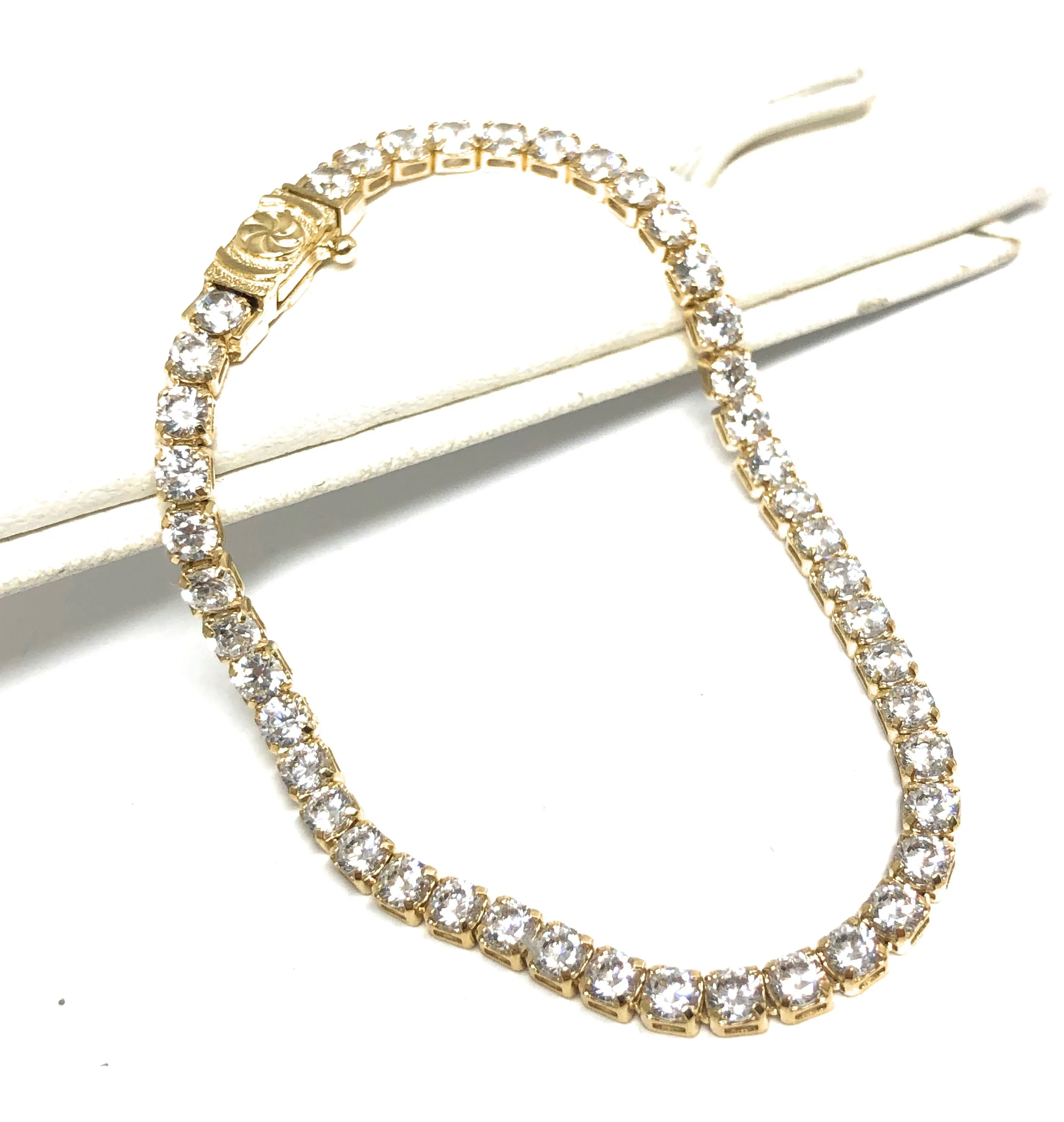 10k Solid Gold Tennis CZ Brracelet 6-8 inch 2.2-3mm