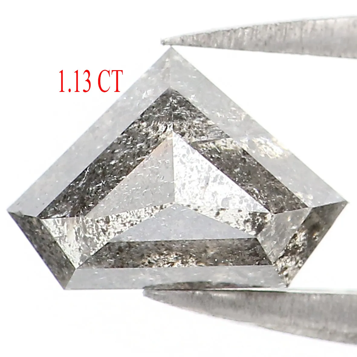 1.13 Ct Natural Loose Shield Shape Diamond Salt And Pepper Shield Cut Diamond 5.70 MM Black Gray Color Shield Shape Rose Cut Dia