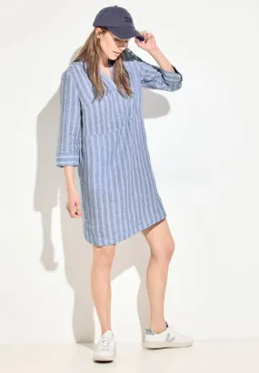 143871- Blue Stripe Linen Dress - Cecil