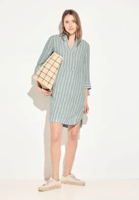 143871- Green Stripe Linen Dress - Cecil