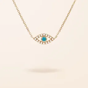 14K Gold Turquoise Evil Eye Necklace