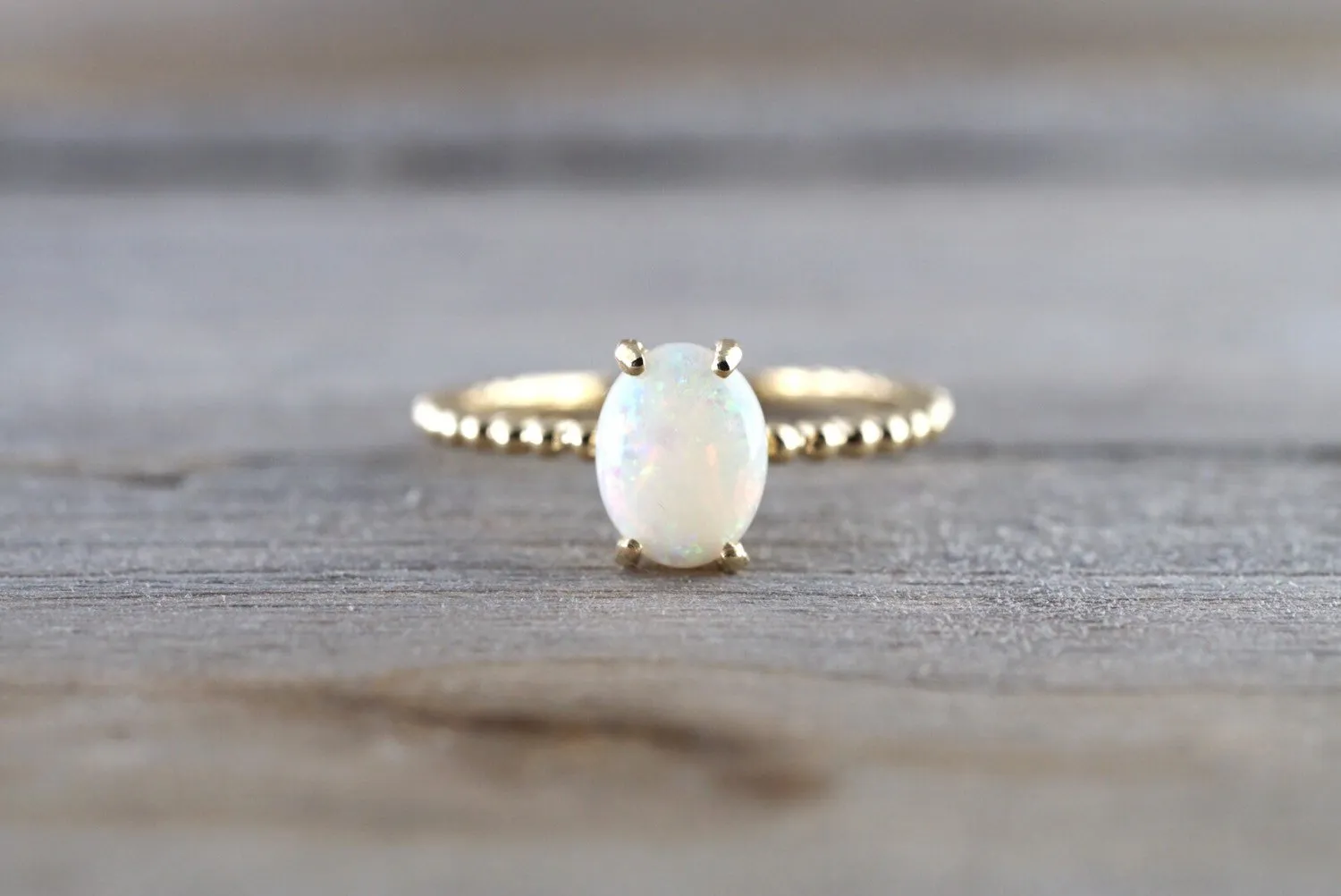 14k Rose Gold Fire Opal Oval Ring Bead