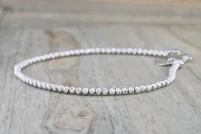 14k White Gold Bead Ball Diamond Cut Bracelet Dainty Love Gift Fashion