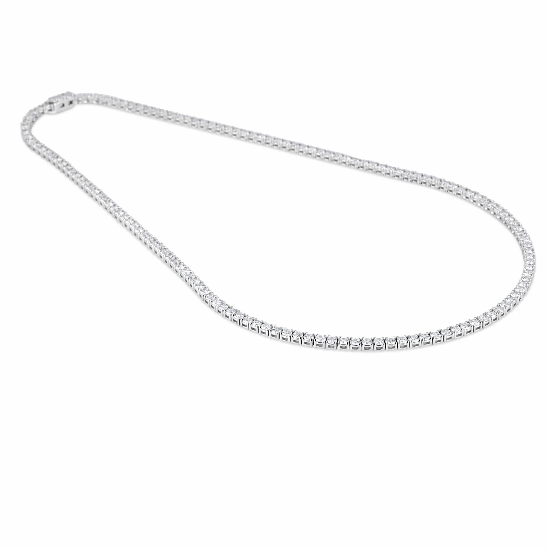 14k White Gold Eternity Diamond Tennis Necklace 11.50 Carats