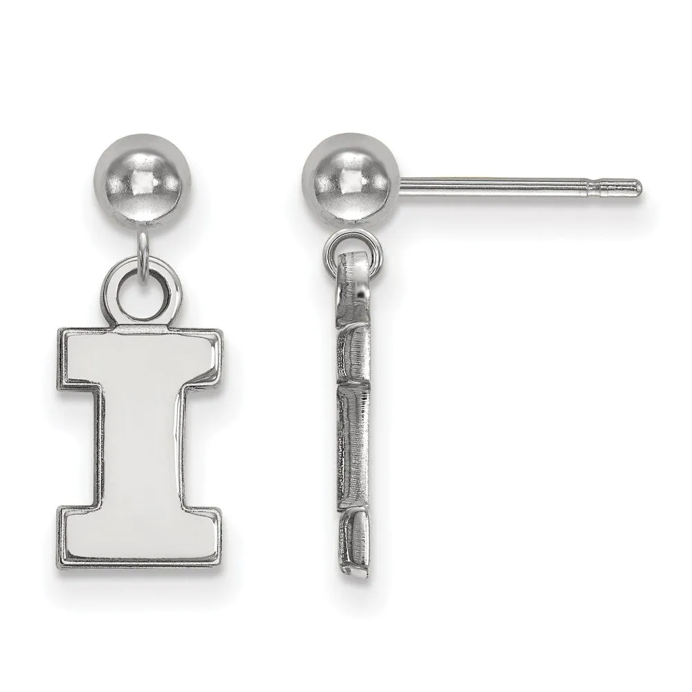 14k White Gold University of Illinois Ball Dangle Earrings