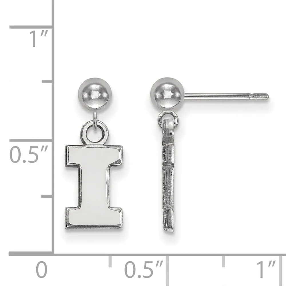 14k White Gold University of Illinois Ball Dangle Earrings