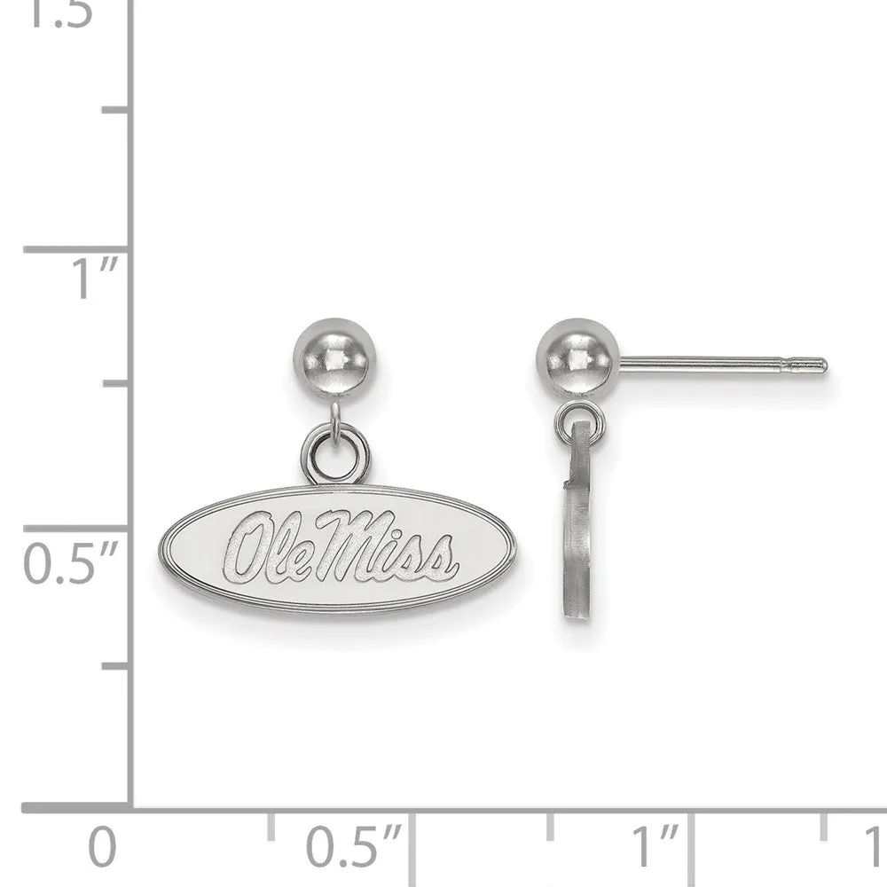 14k White Gold University of Mississippi Ball Dangle Earrings