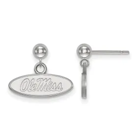 14k White Gold University of Mississippi Ball Dangle Earrings