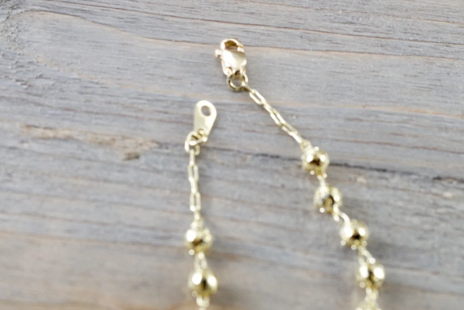 14k Yellow Gold Bead Ball Diamond Cut Charm Rosetta Cross Charm Bracelet Dainty Love Gift Fashion