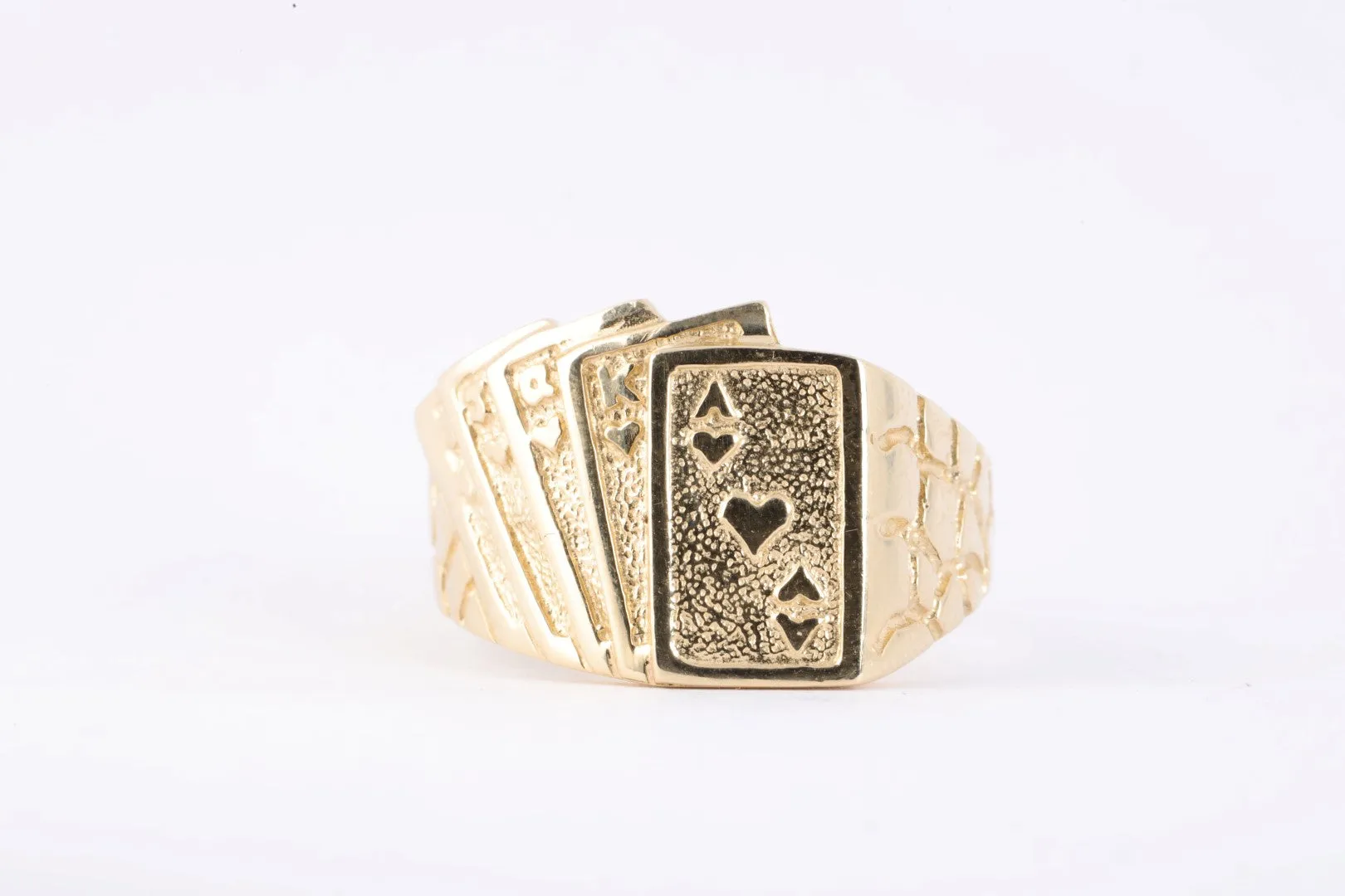 14k Yellow Gold Playing Cards Fashion Ring Size 11 (6.46g.)