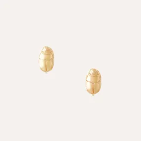 14K Yellow Gold Scarab Earrings