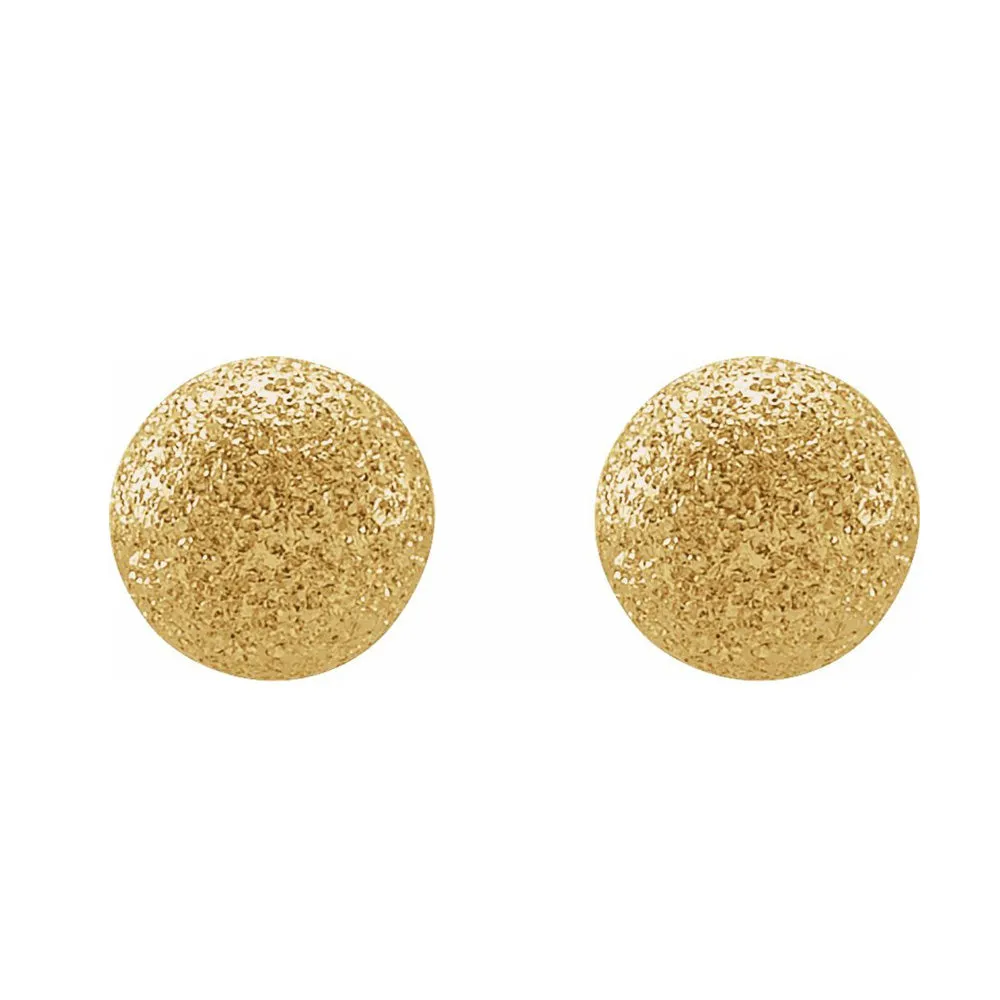 14K Yellow Gold Stardust Hollow Ball Stud Earrings, 4mm or 6mm