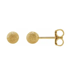 14K Yellow Gold Stardust Hollow Ball Stud Earrings, 4mm or 6mm