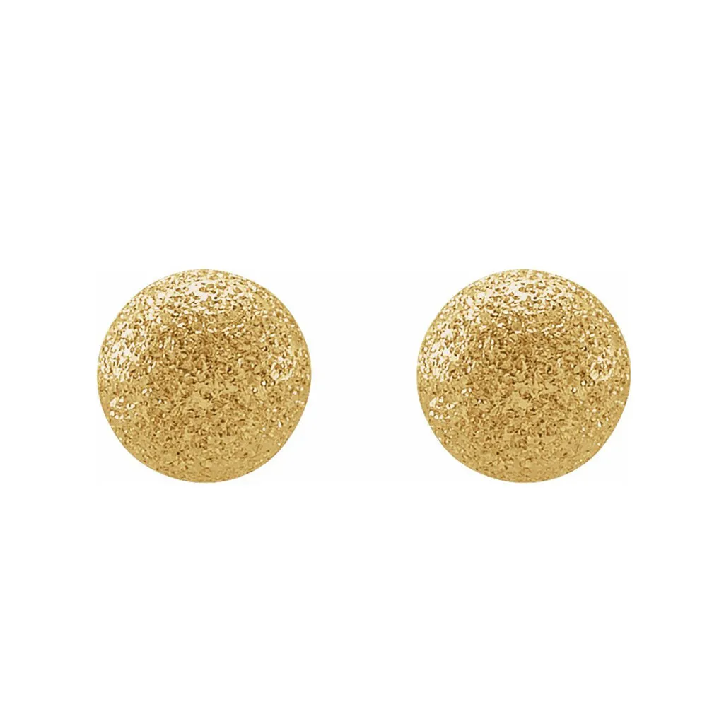 14K Yellow Gold Stardust Hollow Ball Stud Earrings, 4mm or 6mm