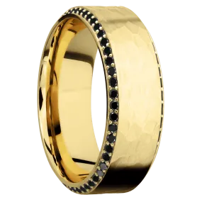 14K Yellow Gold with Hammer , Polish Finish