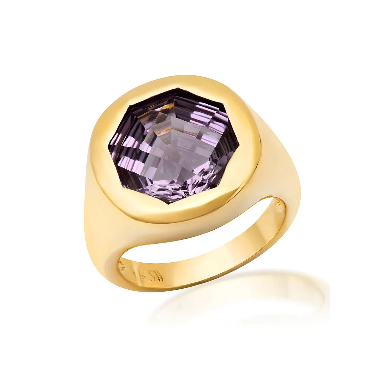 14K YG Rose De France Amethyst Gypsy Ring