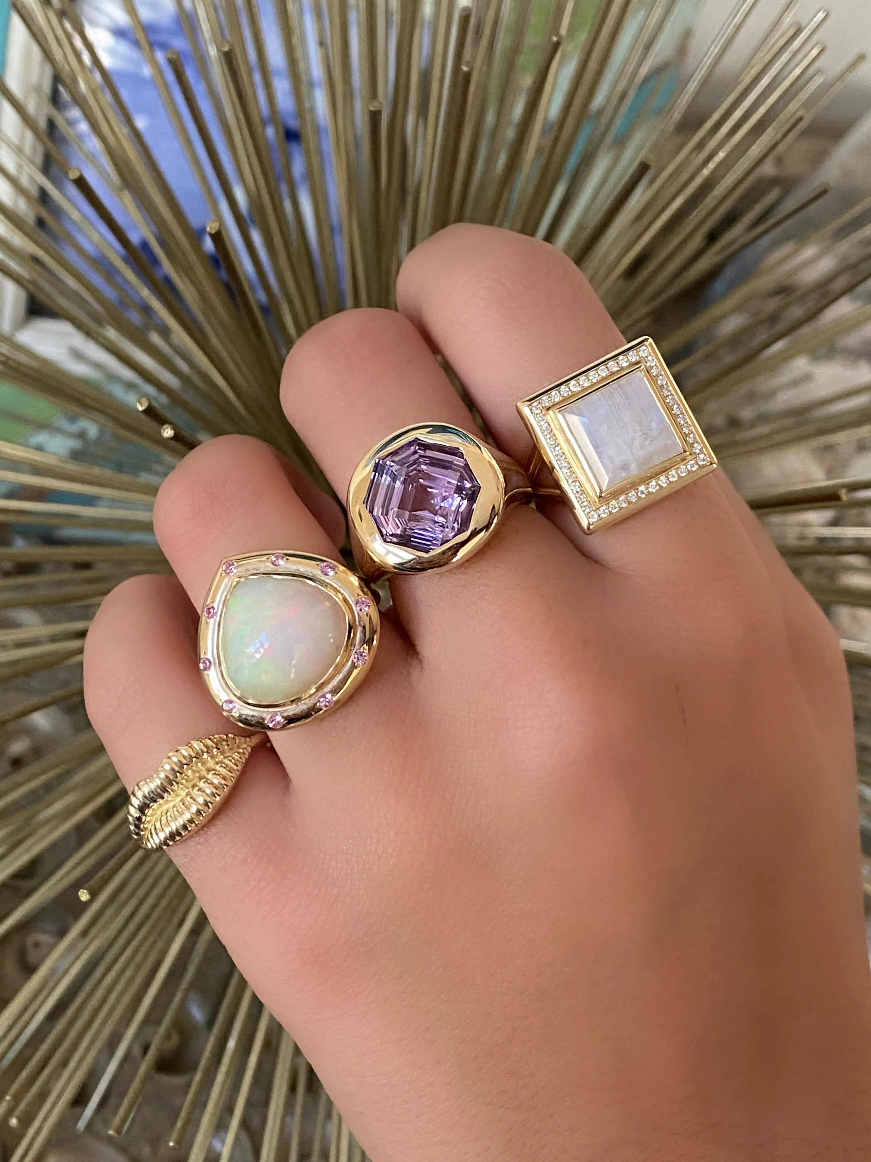 14K YG Rose De France Amethyst Gypsy Ring