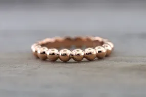 14kt Solid Rose Gold 3mm Bead Ball Stackable Ring Band Wedding Engagement Eternity Infinity Love Promise