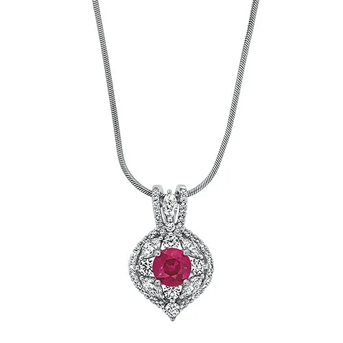 14KW Ruby & Diamond Pendant