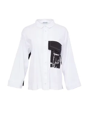 161- Naya Placement Print Shirt- White & Black