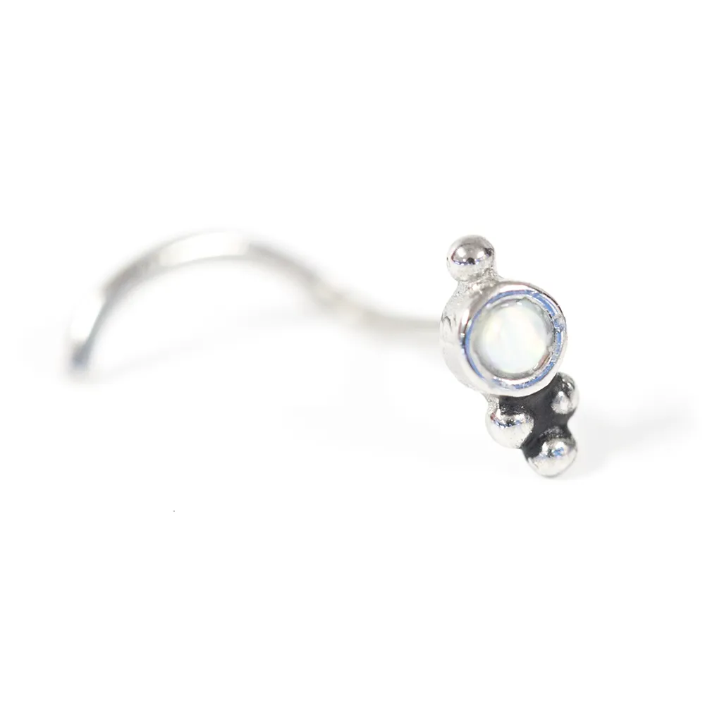 18 Gauge | White Opal Ornate Surgical Steel Stud