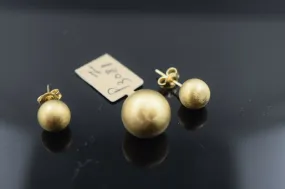 18k Pendant Set Solid Gold Ladies Jewelry Ball Design with Matte Finish P3088z