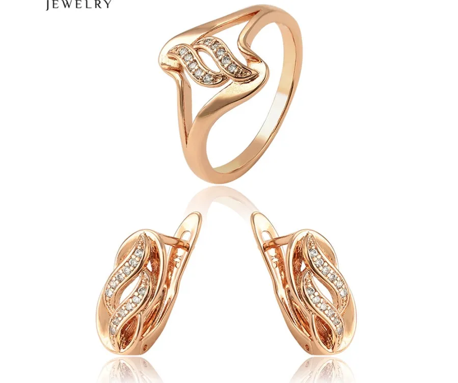 18k Rose gold plated earrings and ring Size 6 Jewelry set * Clearance *