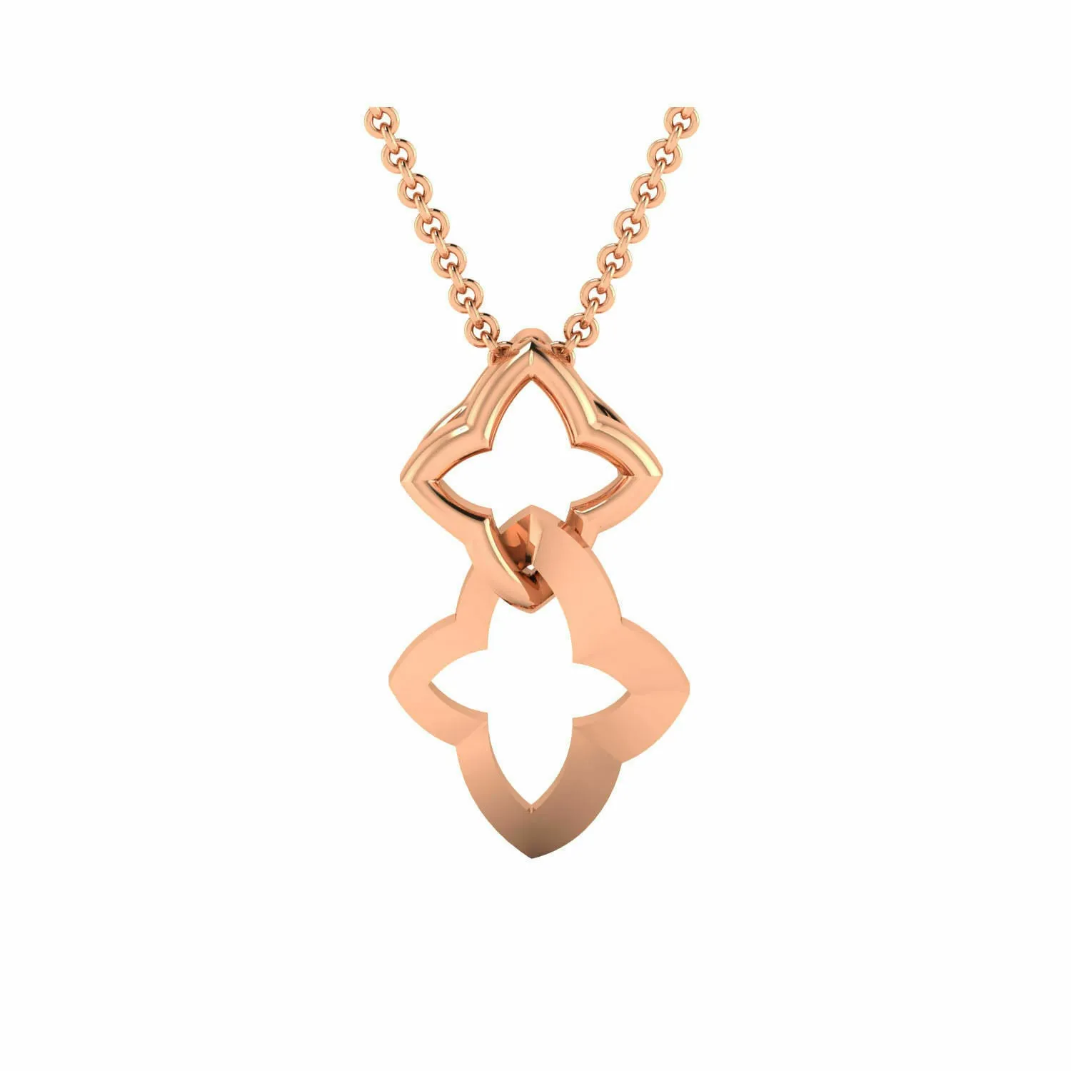 18k Solid Rose Gold Ladies Jewelry Elegant Double Star Pendant CGP20R