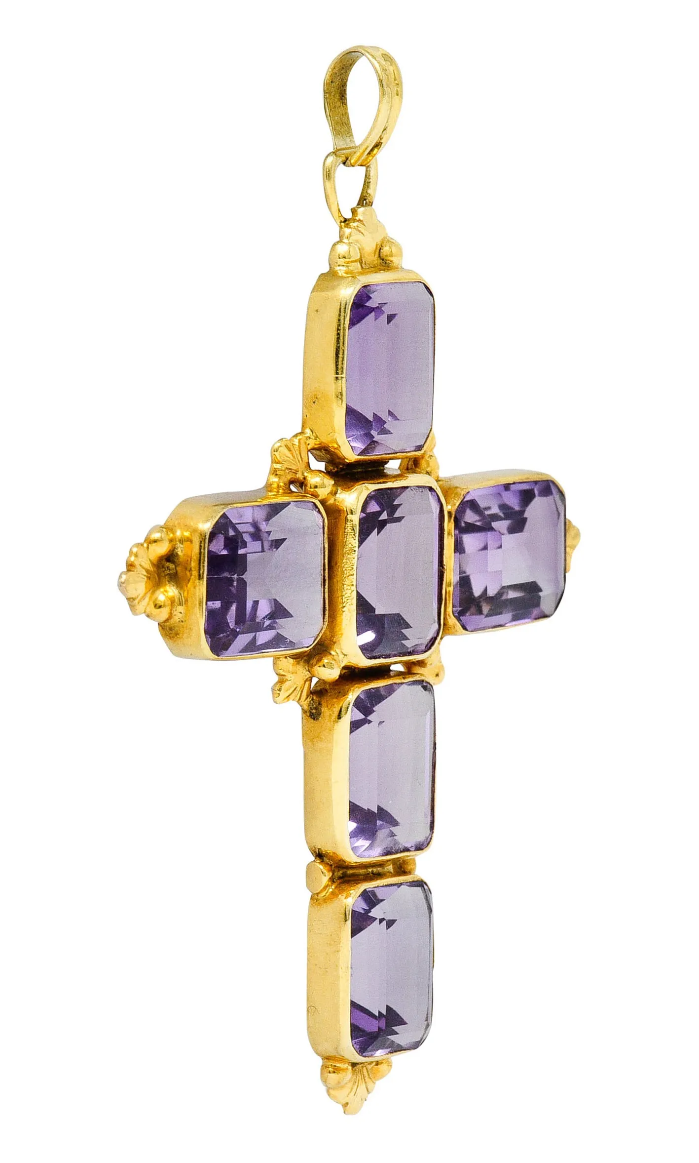 1900 Victorian Amethyst 14 Karat Gold Cross Pendant