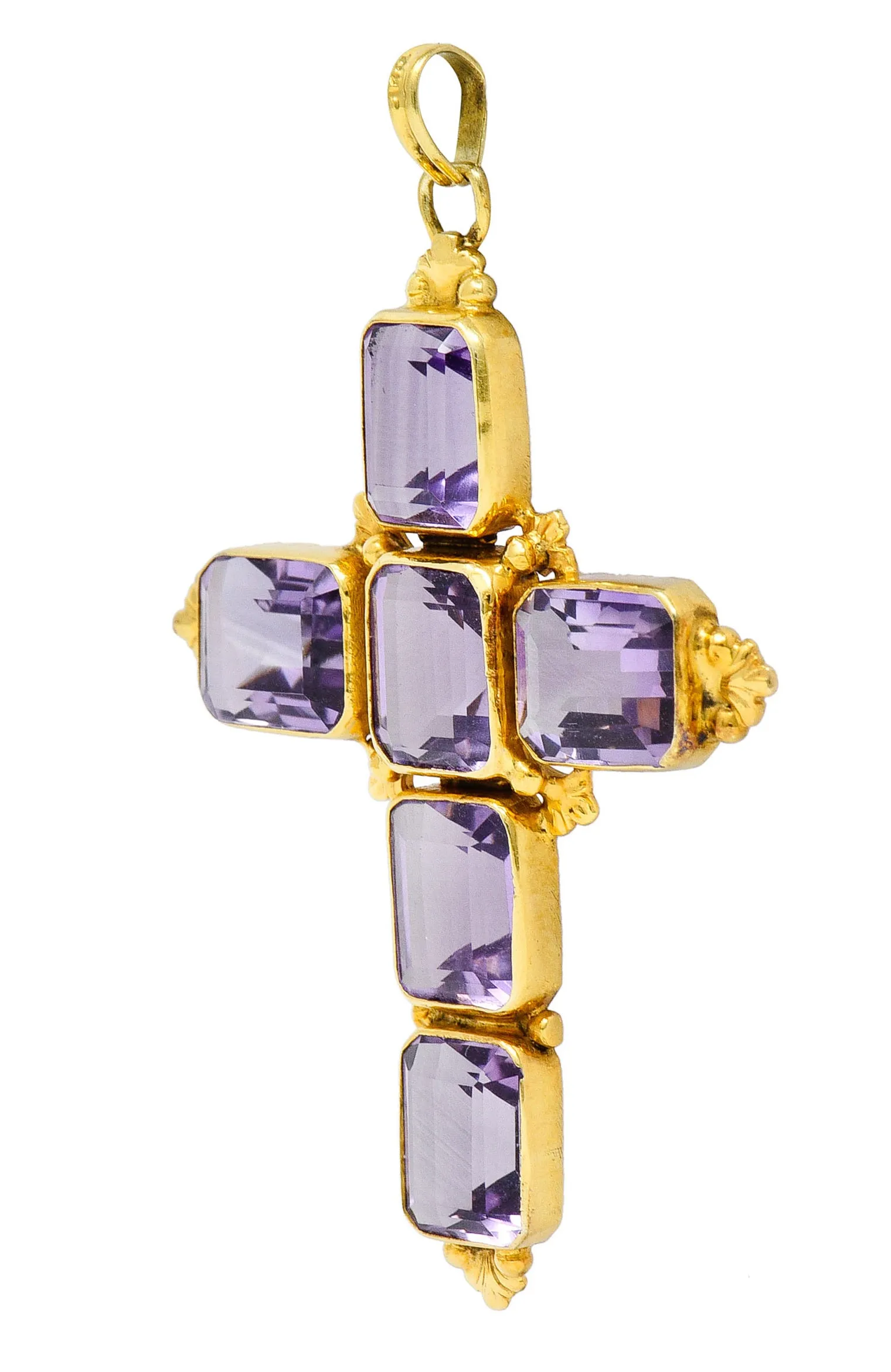 1900 Victorian Amethyst 14 Karat Gold Cross Pendant