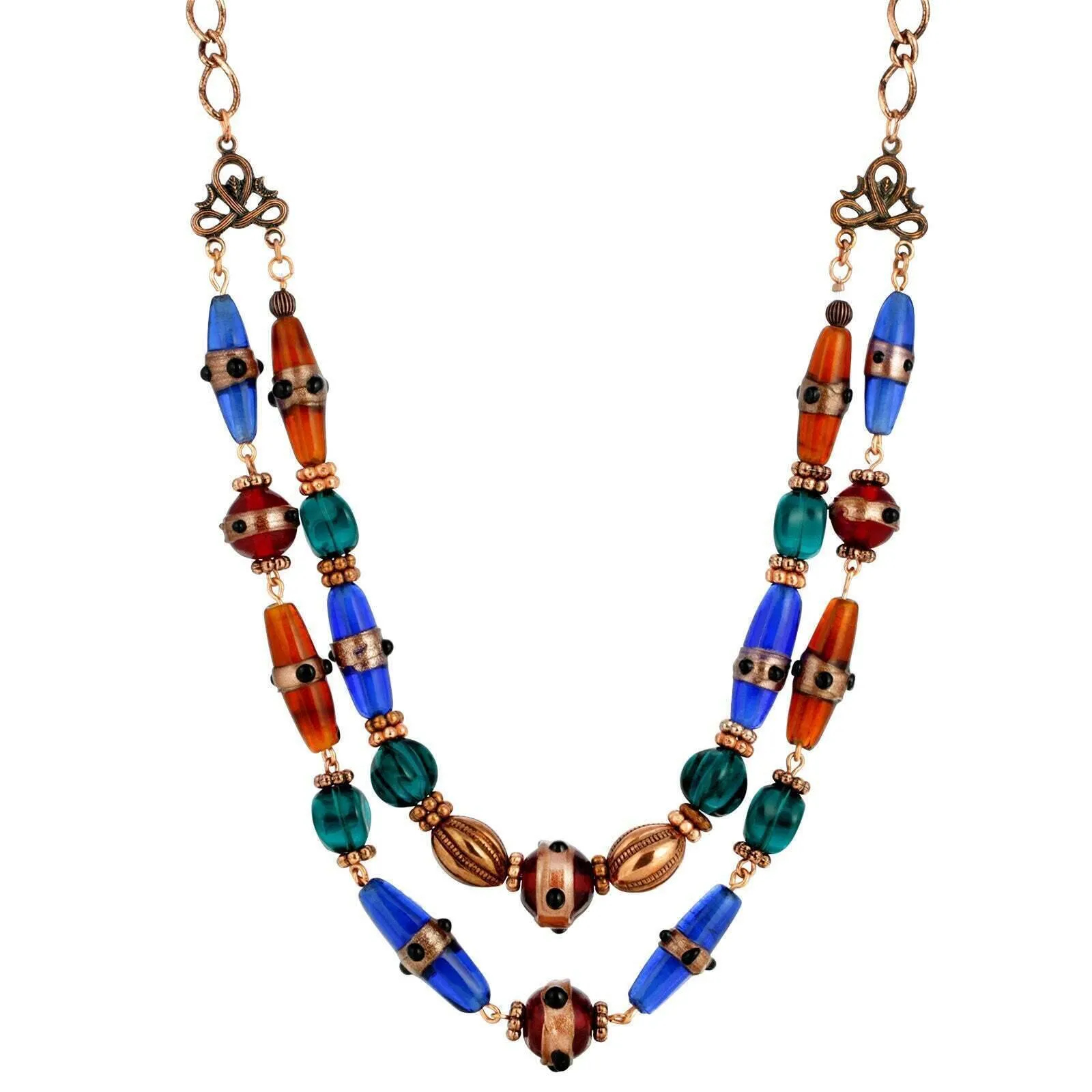 1928 Jewelry Bohemian Multi Color Double Stranded Necklace 20