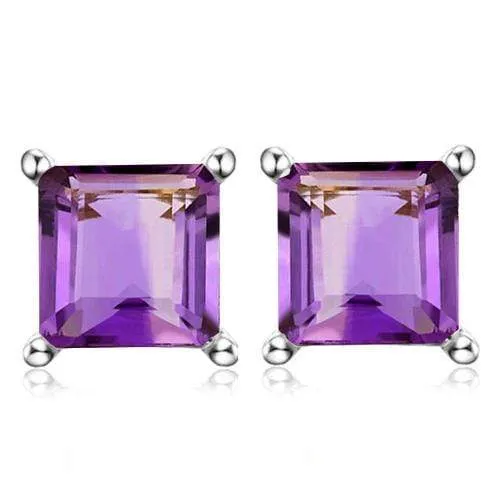 2.00 CT AMETHYST 10KT SOLID GOLD EARRINGS STUD