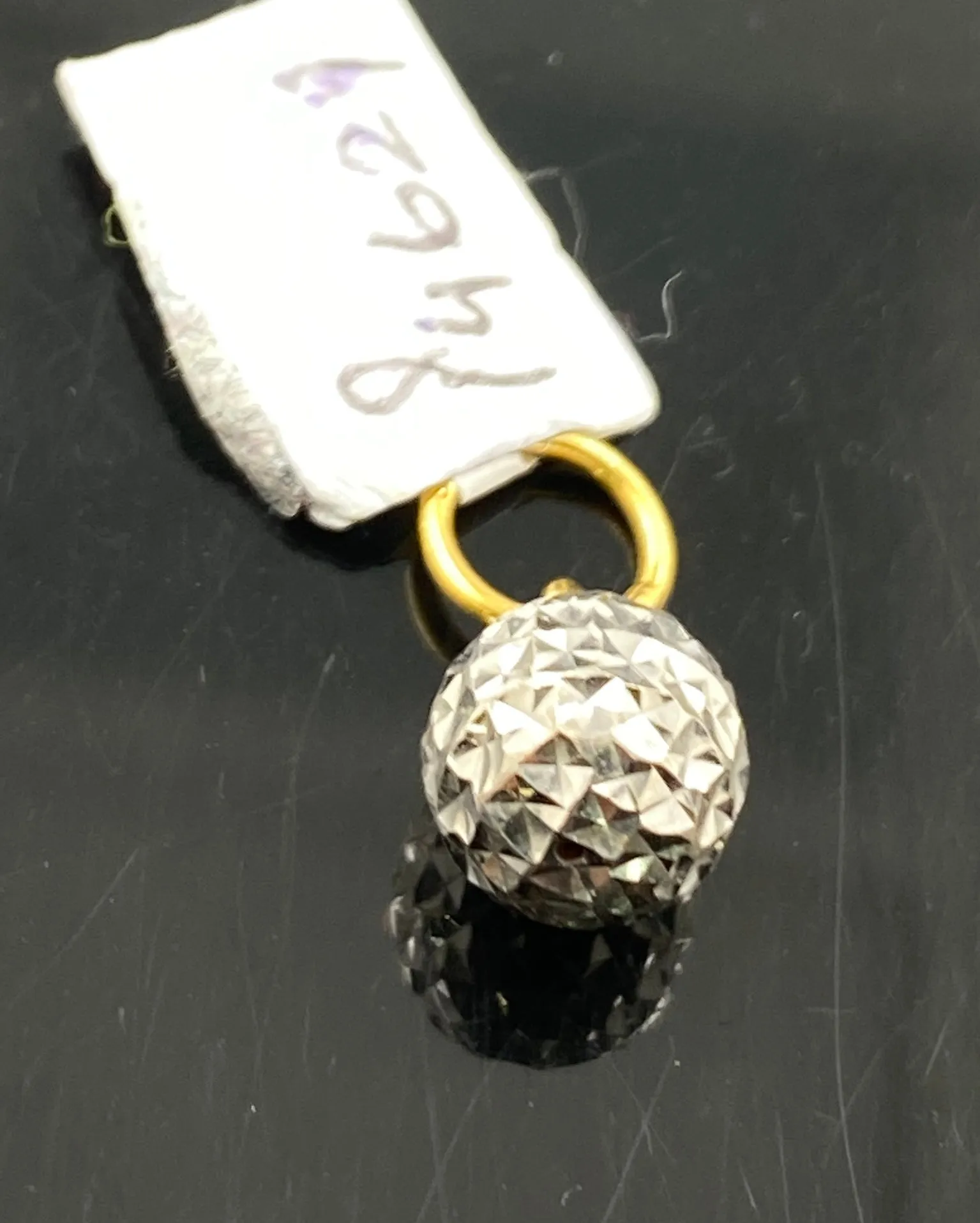 21K Solid Gold Two Tone Rhodium Ball Pendant P4621z