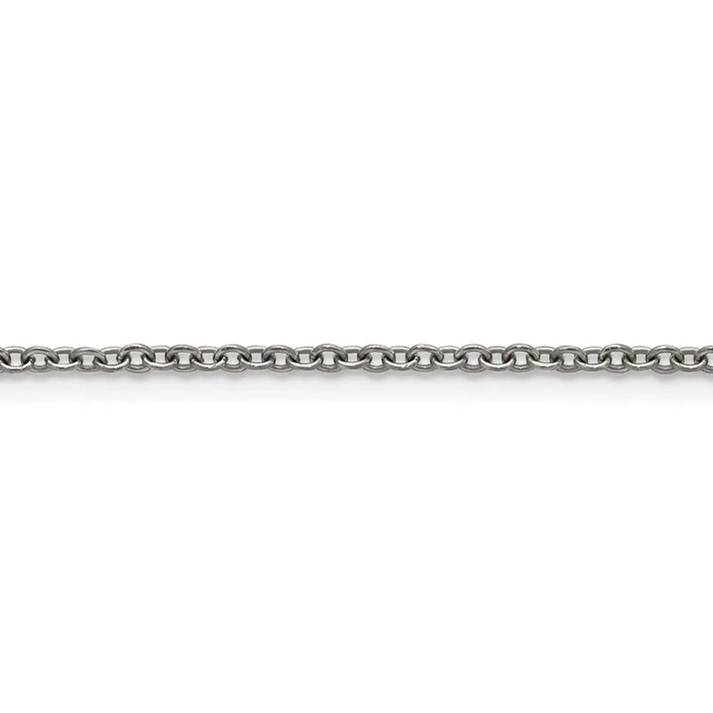 2.25mm Dark Gray Titanium Classic Polished Cable Chain Necklace