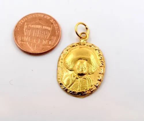 22k 22ct Solid Yellow Gold Puttaparthi Shri Sathya Sai Shirdi Baba guru P1044 ns