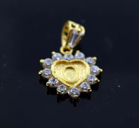 22k Jewelry Solid Gold Heart Shape Pendent O letter with Stone po2