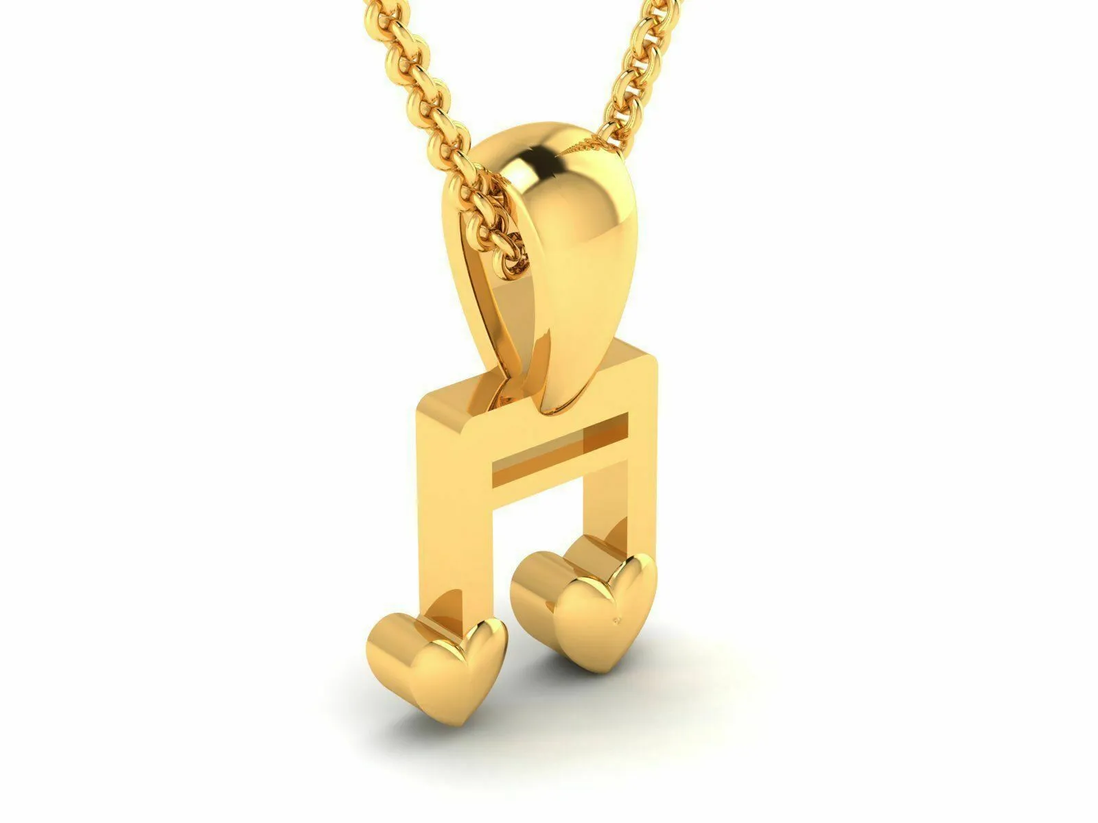 22k Pendant Solid Yellow Gold Ladies Jewelry Elegant Music Note Design GP15