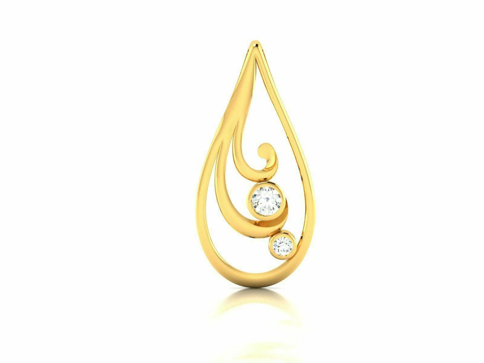 22k Pendant Solid Yellow Gold Ladies Jewelry Elegant Tear Drop Design CGP9