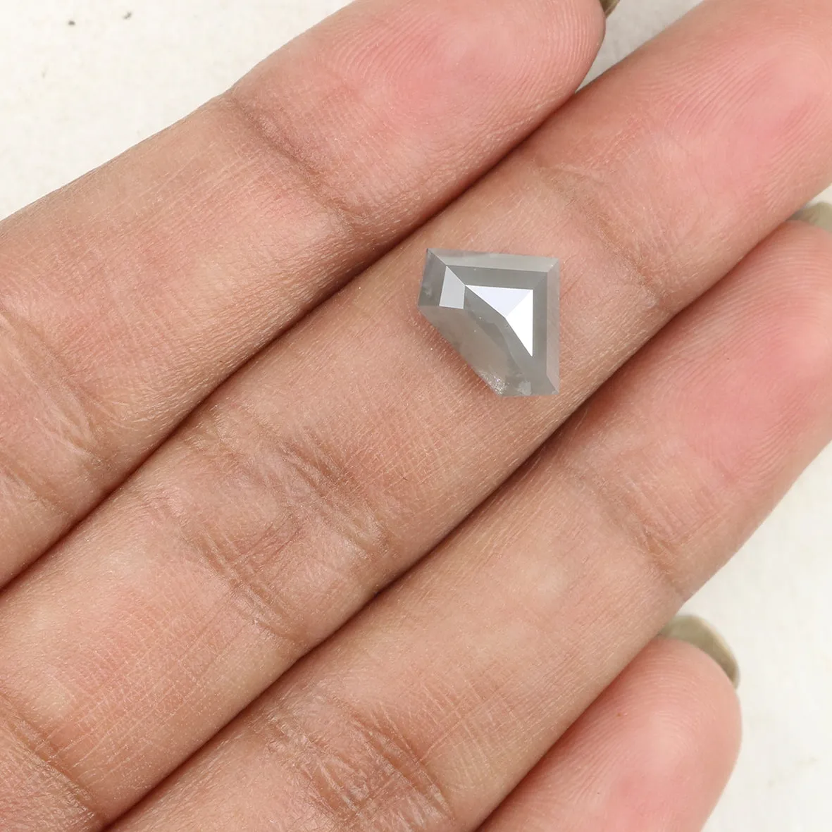 2.35 Ct Natural Loose Shield Diamond Gray Color Shield Cut Diamond 7.90 MM Natural Loose Diamond Gray Color Shield Rose Cut Diam