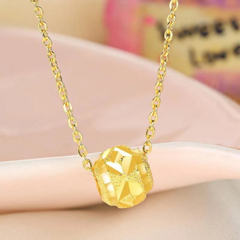 24K Pure Gold Ball Pendant Necklace