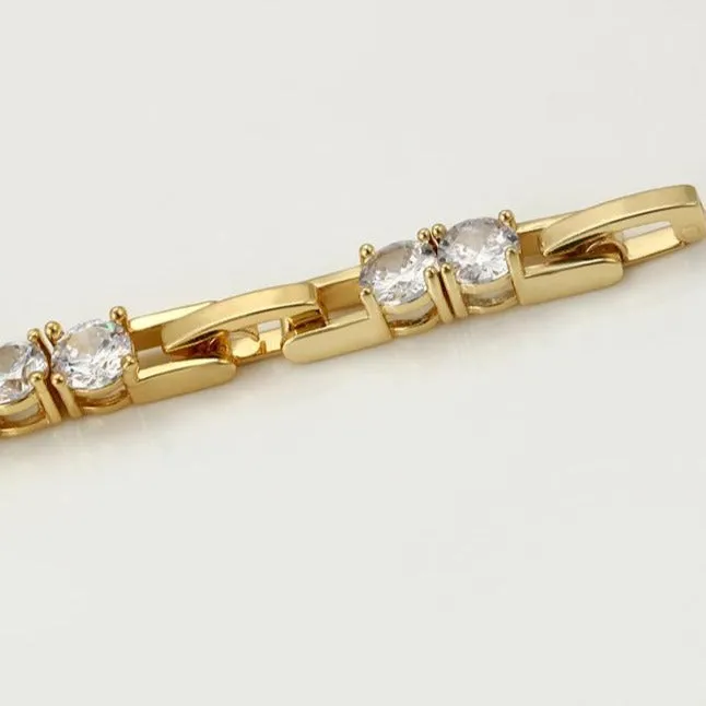 24k Yellow Gold Plated CZ Tennis Bracelet