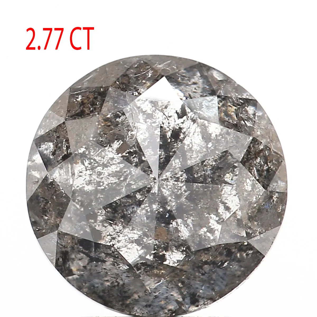 2.77 Ct Natural Loose Round Rose Cut Diamond Black Gray Color Round Diamond 8.40 MM Natural Loose Salt and Pepper Rose Cut Diamo