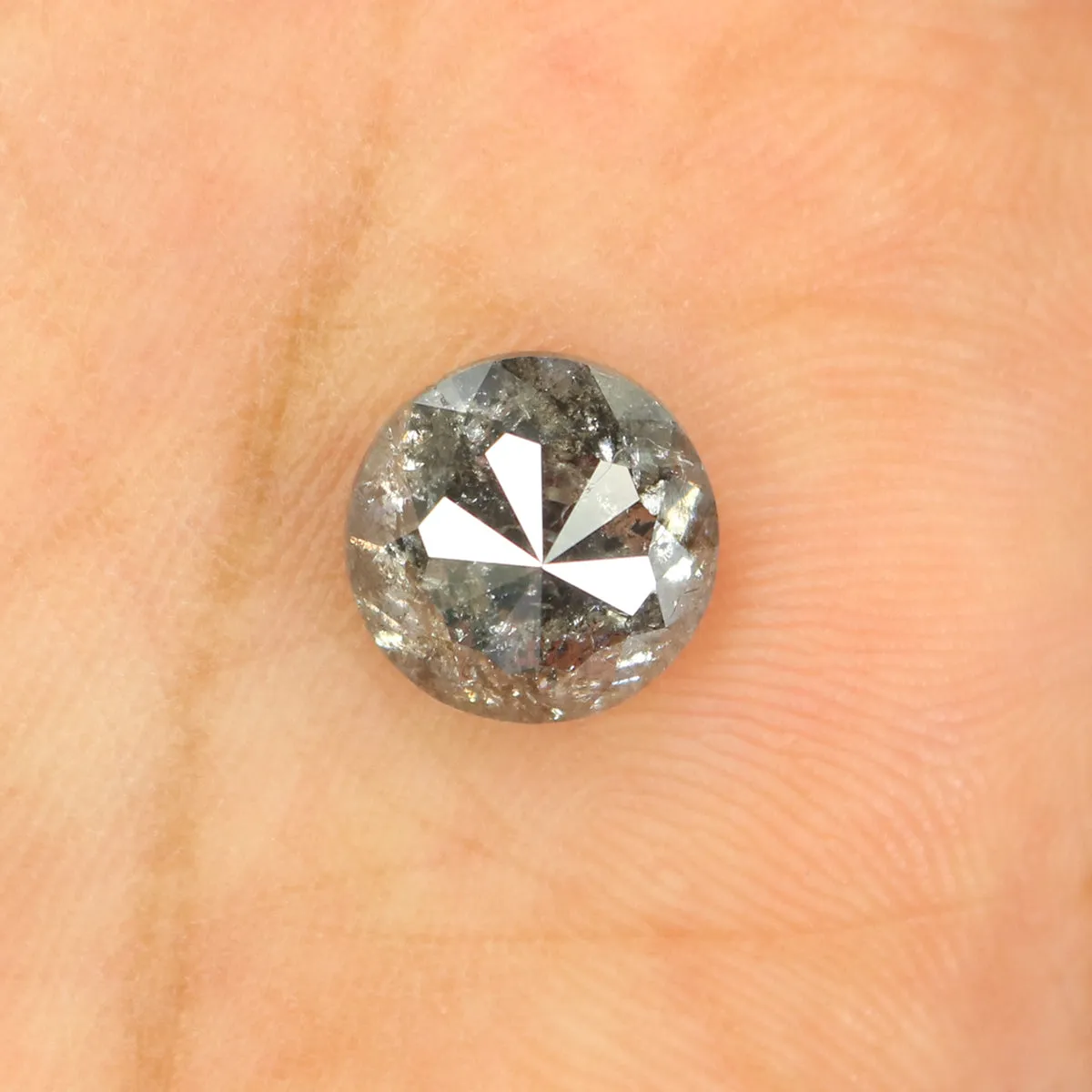 2.77 Ct Natural Loose Round Rose Cut Diamond Black Gray Color Round Diamond 8.40 MM Natural Loose Salt and Pepper Rose Cut Diamo