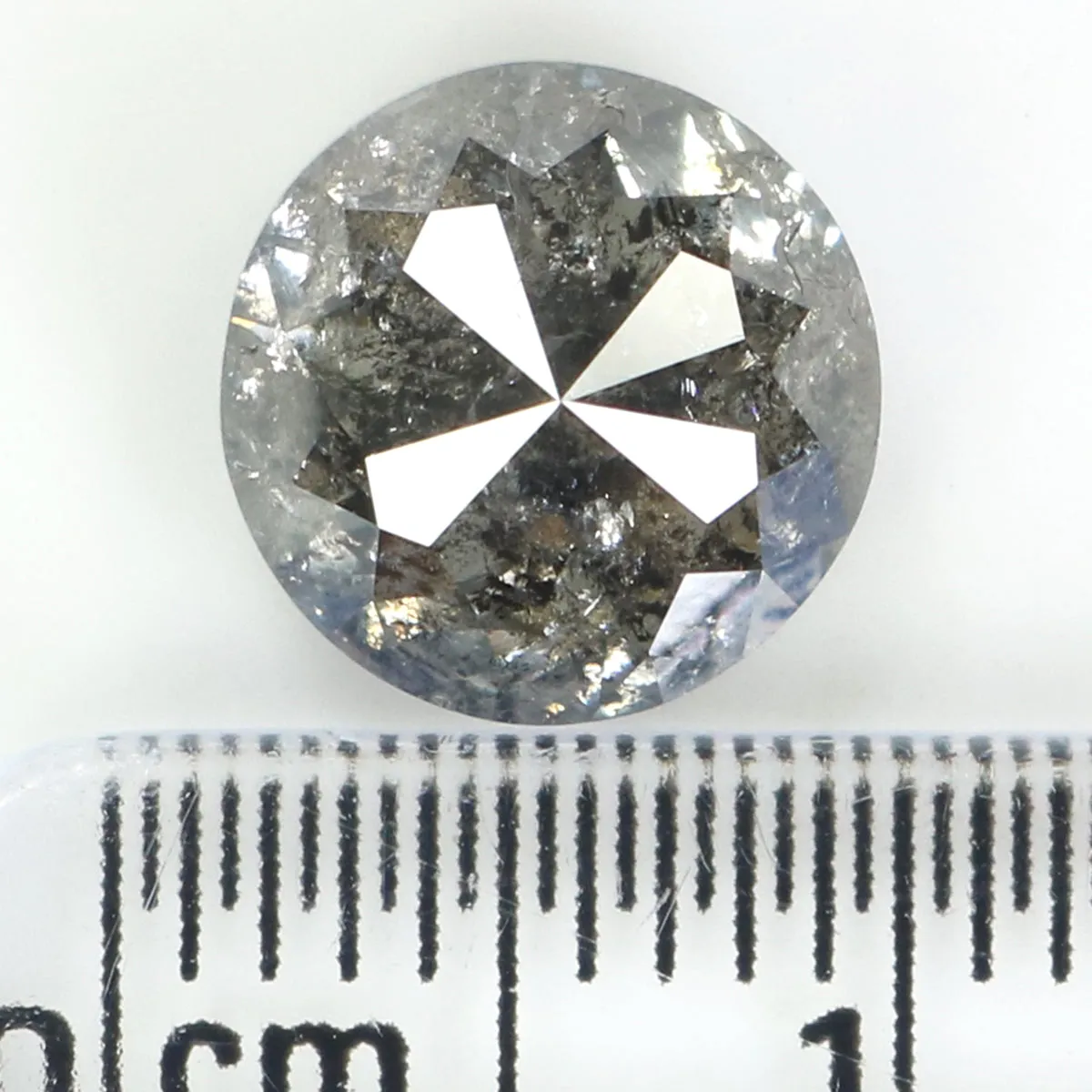 2.77 Ct Natural Loose Round Rose Cut Diamond Black Gray Color Round Diamond 8.40 MM Natural Loose Salt and Pepper Rose Cut Diamo