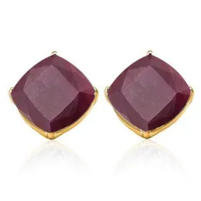 2.91 CT GENUINE RUBY 10KT SOLID GOLD EARRINGS STUD