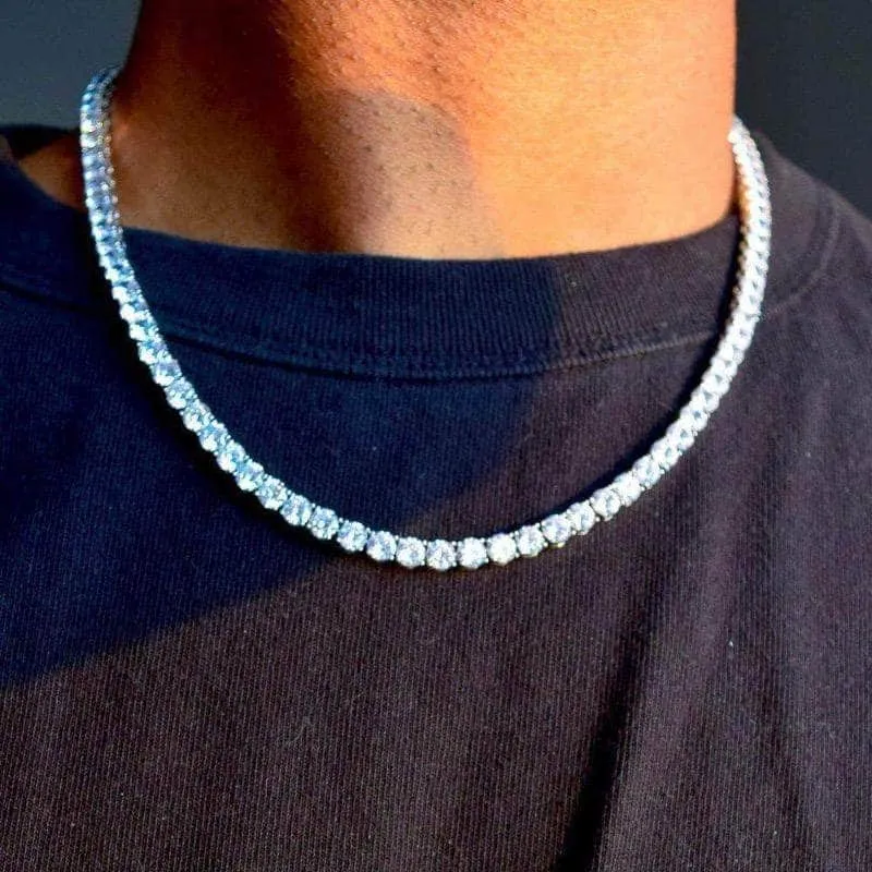 5mm Round Cut Tennis Necklace in White Gold